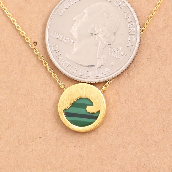 Mini Wave Charm Coin Necklace Gold - Picture 2 of 3